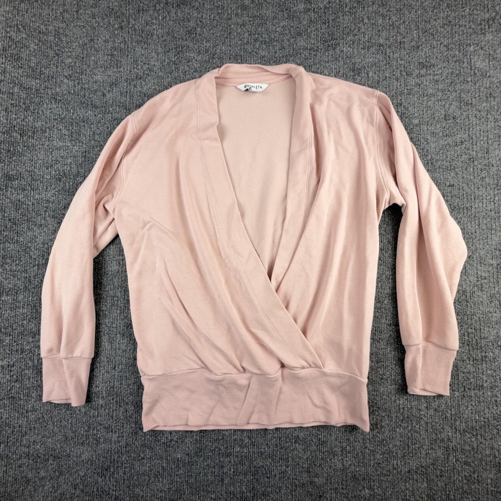 Athleta Sweatshirt Womens Small Pink Wrap V Neck Lightweight Knit Pullover
